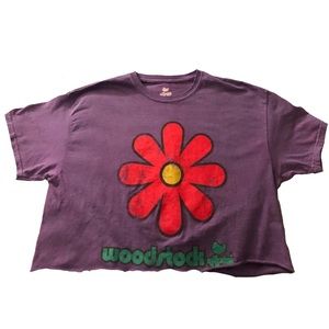 purple woodstock flower crop top